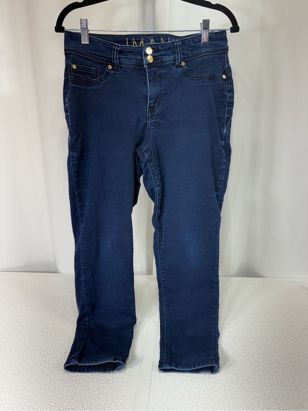 IMAN Dark Navy Skinny Jeans with Gold Accents 4040